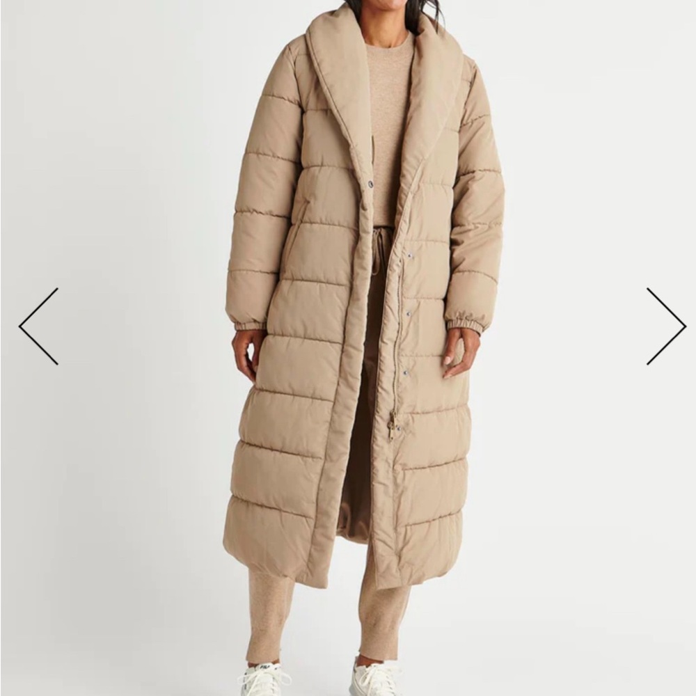 Splendid long puffer coat beige size small - NWT